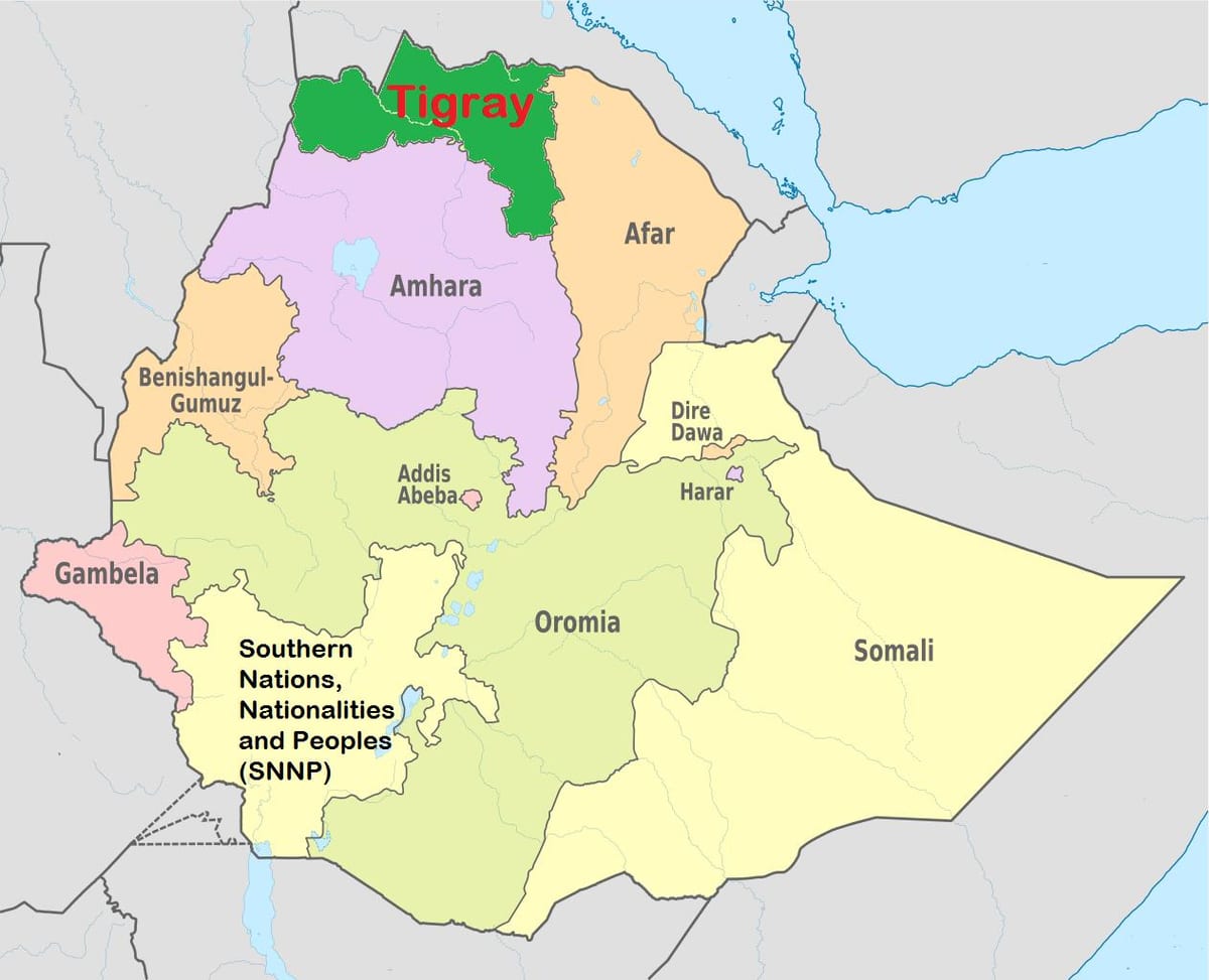 ಇಥಿಯೋಪಿಯನ್ tigray ನಕ್ಷೆ